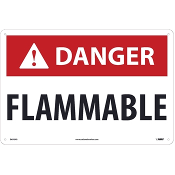 NMC Danger Sign, Flammable, 12&#39;&#39; x 18&#39;&#39;, Aluminum