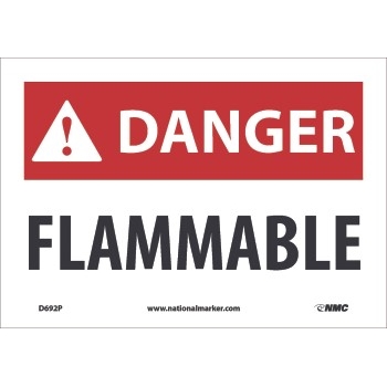 NMC Danger Sign, Flammable, 7&#39;&#39; x 10&#39;&#39;, Pressure Sensitive Vinyl