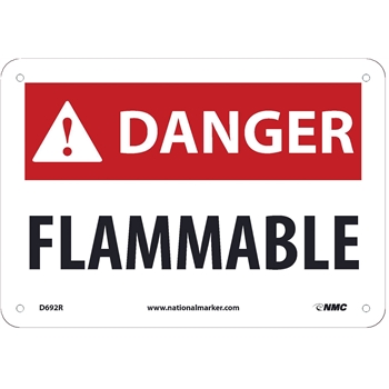 NMC Danger Sign, Flammable, 7&#39;&#39; x 10&#39;&#39;, Rigid Plastic