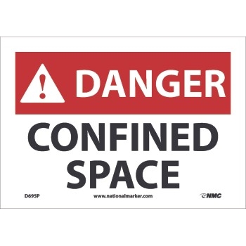 NMC Danger Sign, Confined Space, 7&#39;&#39; x 10&#39;&#39;, Pressure Sensitive Vinyl