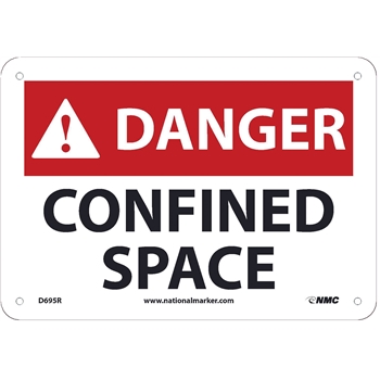 NMC Danger Sign, Confined Space, 7&#39;&#39; x 10&#39;&#39;, Rigid Plastic