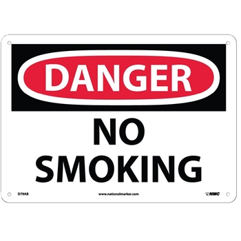 NMC Danger Sign, No Smoking, 10&#39;&#39; x 14&#39;&#39;, Aluminum
