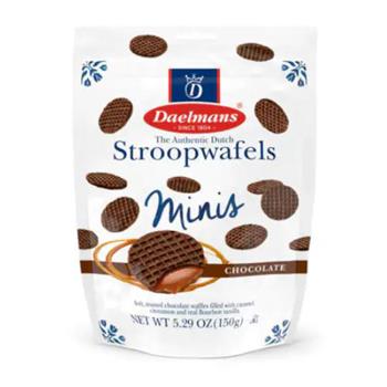 Daelmans Dutch Mini Stroopwafels, Chocolate, 5.29 oz, 10 Bags/Case