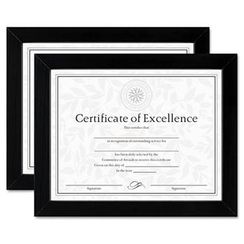 DAX Document/Certificate Frames, Wood, 8 1/2 x 11, Black, Set of Two