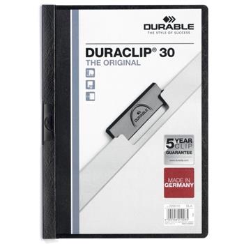 Durable DURACLIP&#174; Report Cover, 30 Sheet Capacity, Punchless, Vinyl, Black, 25/BX