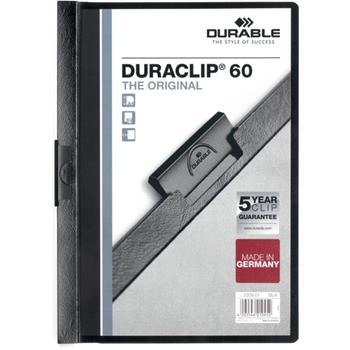 Durable DURACLIP&#174; Report Cover, 60 Sheet Capacity, Punchless, Vinyl, Black, 25/BX