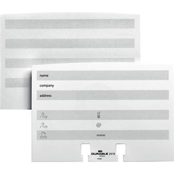 Durable Address Cards Extension Set, 2.88&quot; x 4.13&quot;, White/Gray, 100 Cards/Pack