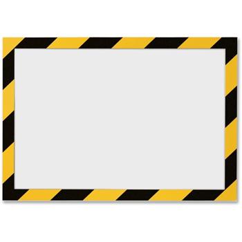 Durable Duraframe&#174; SECURITY Self-Adhesive Magnetic Letter Sign Holder For 8.5&quot; x 11&quot; Insert, Yellow/Black, 2/PK
