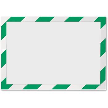 Durable Duraframe&#174; SECURITY Self-Adhesive Magnetic Letter Sign Holder For 8.5&quot; x 11&quot; Insert, Green/White, 2/PK