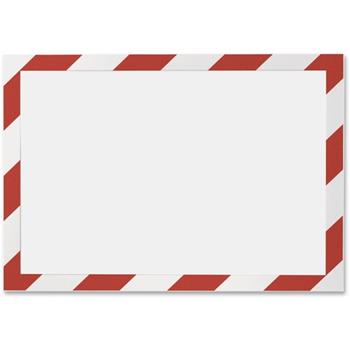 Durable Duraframe&#174; SECURITY Self-Adhesive Magnetic Letter Sign Holder For 8.5&quot; x 11&quot; Insert Red/White, 2/PK