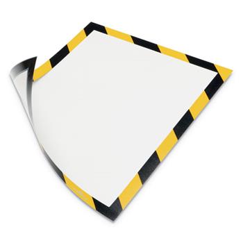 Durable Duraframe&#174; SECURITY Magnetic Letter Sign Holder For 8-1/2&quot; x 11&quot; Insert, Yellow/Black, 2/PK