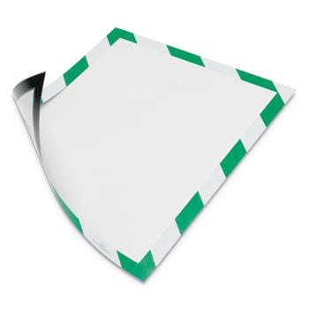 Durable Duraframe&#174; SECURITY Magnetic Letter Sign Holder For 8-1/2&quot; x 11&quot; Insert, Green/White, 2/PK
