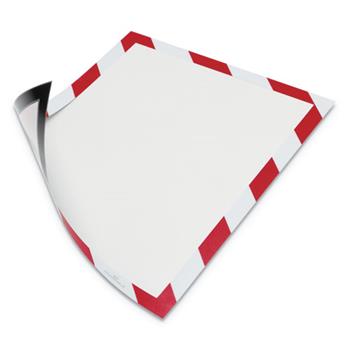Durable Duraframe&#174; SECURITY Magnetic Letter Sign Holder For 8-1/2&quot; x 11&quot; Insert, Red/White, 2/PK