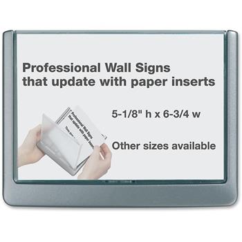 Durable CLICK SIGN With Cubicle Panel Pins, 4-1/8&quot; x 5-7/8&quot;, 2 Pins, Anti-glare, Acrylic, Aluminum, Graphite