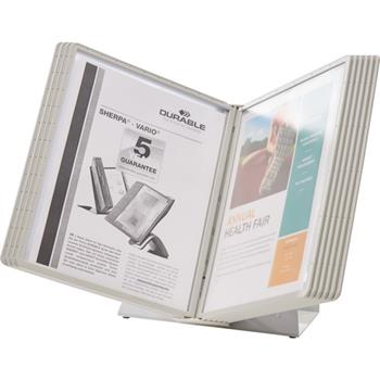 Durable VARIO&#174; Antimicrobial Desktop Reference Display System, Gray, 10 Double Sided Panels