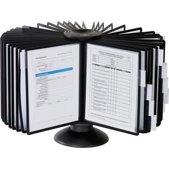 Durable SHERPA&#174; Carousel Desktop Reference Display System, 360&#176; Rotation, 40 Double-Sided Panels, Black