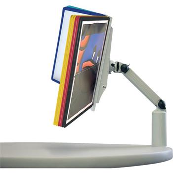 Durable SHERPA&#174; Flex Arm Clamp Reference Display System, Desktop Clamp, 16.5&quot;H, Assorted Colors, 10 Double Sided Panels
