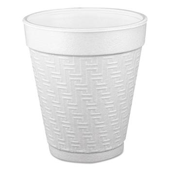 Dart Cup, Foam, 10 oz, White w/Greek Key Design, 25/Pack, 40 Packs/CT