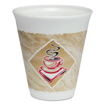 Dart Cafe G Cups, Foam, 12oz, Brown/Red/White, 20/Pack