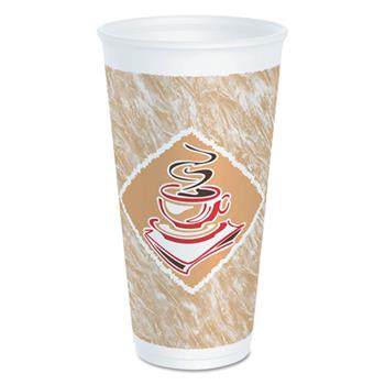Dart Cafe G Cups, Foam, 20 oz, Brown/Red/White, 20/Pack