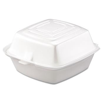 Dart&#174; Carryout Food Container, Foam, 1-Comp, 5 1/2 x 5 3/8 x 2 7/8, White, 500/Carton