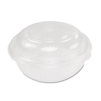 Dart PresentaBowls Combo Pack Bowl with Lid, Plastic, Round, 16 oz, Clear, 63/Pack, 4 Packs/Carton