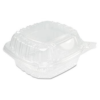Dart ClearSeal Clamshell Clear Container, Plastic, 13-4/5 oz, 5&quot; L x 5&quot; W x 3&quot; H, Clear, 500/Carton