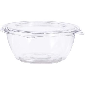 Dart SafeSeal Bowls and Flat Lid, Plastic, Round, 16 oz, Clear, 240/Carton