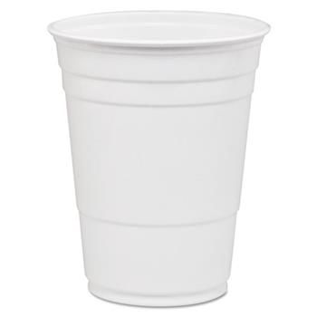 SOLO Cup Company Party Cold Drink Cups, 16-18 oz, Plastic, White, 50/Bag, 1000/Carton