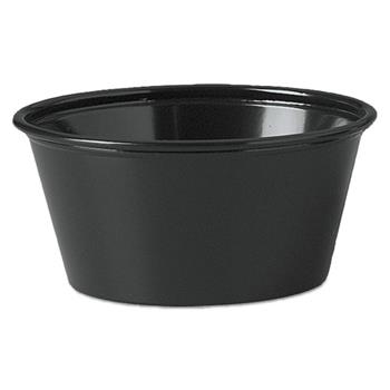 SOLO&#174; Cup Company Plastic Souffle Portion Cups, 3 1/4 oz., Black, 250/Bag, 2500/Carton