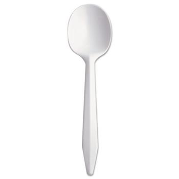 Dart Style Setter Spoons, Medium Weight, Plastic, 6&quot; L, White, 1000 Spoons/Case