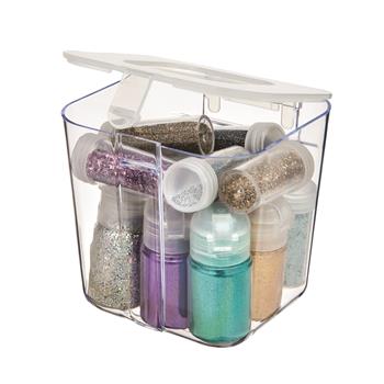 deflecto Stackable Caddy Organizer Container, Small, 4.375&quot; x 4.1875&quot; x 4.375&quot;, Clear