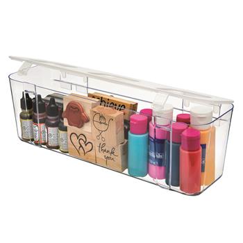 deflecto Stackable Caddy Organizer Container, Large, 13.25&quot; x 4.1875&quot; x 4.375&quot;, Clear