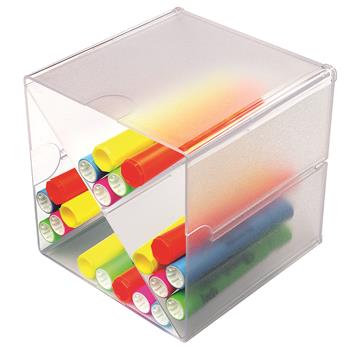 deflecto Stackable Cube Organizer, X-Divider with Clip, Clear
