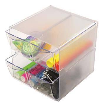 deflecto&#174; Stackable Cube Organizer, 4 Drawer with Clip, 6&quot; x 6&quot; x 7 1/4&quot;, Clear