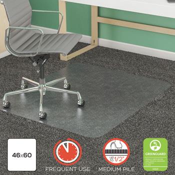 deflecto EconoMat Occasional Use Chair Mat for Commercial and Low Pile Carpet, 46&quot; x 60&quot;, Clear