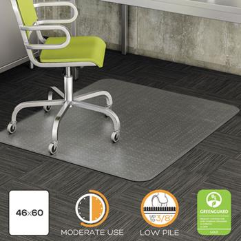 deflecto DuraMat Moderate Use Chair Mat for Low Pile Carpets, 46&quot; x 60&quot;, Rolled, Clear