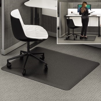 deflecto Ergonomic Sit/Stand Chair Mat for Hard Floors, All Day Use, 36&quot; x 48&quot;, Black