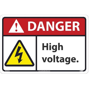 NMC Danger Sign, High Voltage, 12&#39;&#39; x 18&#39;&#39;, Aluminum