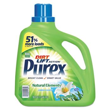 PUREX Ultra Natural Elements HE Liquid Detergent, Linen &amp; Lilies, 150oz Bottle, 4/Ctn