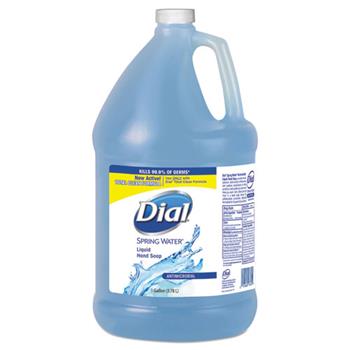 Dial Antibacterial Liquid Hand Soap, Spring Water Scent, 1 Gallon Bottle, 4/Carton