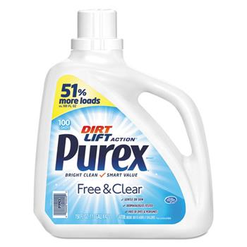 PUREX&#174; Free and Clear Liquid Laundry Detergent, Unscented, 150 oz Bottle, 4/CT