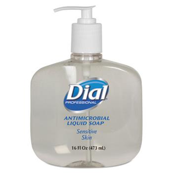 Dial Professional Antimicrobial Soap for Sensitive Skin, 16oz Pump Bottle, 12/Carton