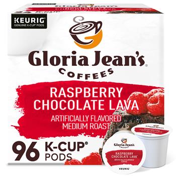 Gloria Jean&#39;s Raspberry Chocolate Lava K-Cup Pods, 4 Boxes of 24 Pods, 96/Carton