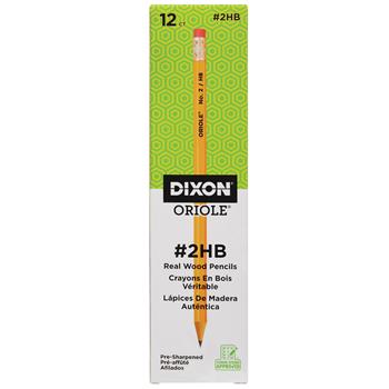 Dixon Oriole Woodcase Presharpened Pencil, HB #2, Yellow, Dozen