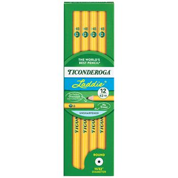 Dixon Ticonderoga Laddie Woodcase Pencil w/o Eraser, HB #2, Yellow, Dozen