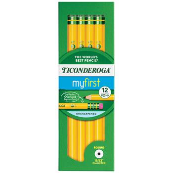 Dixon Ticonderoga Beginners Wood Pencil w/Eraser, HB #2, Yellow, Dozen
