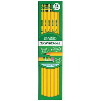 Ticonderoga Woodcase Pencil, HB #3, Yellow, Dozen