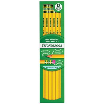 Ticonderoga Woodcase Pencil, F #2.5, Yellow, Dozen