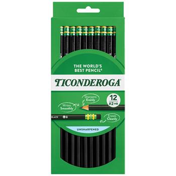Ticonderoga Woodcase Pencil, HB #2, Black, Dozen
